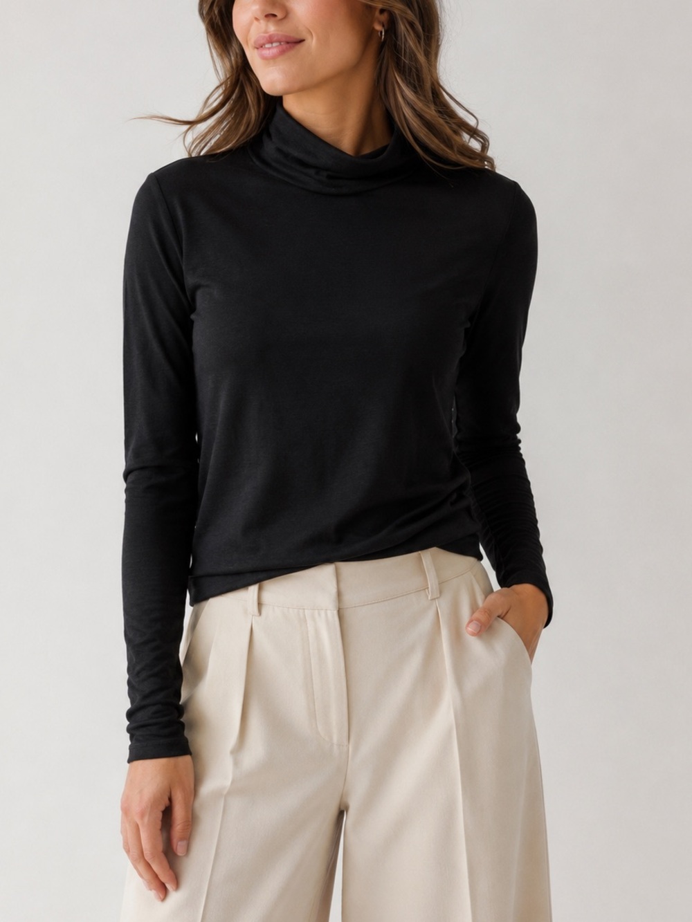 Banana Republic Turtleneck Top Long Sleeve Shirt Layering Basic Black Size Small